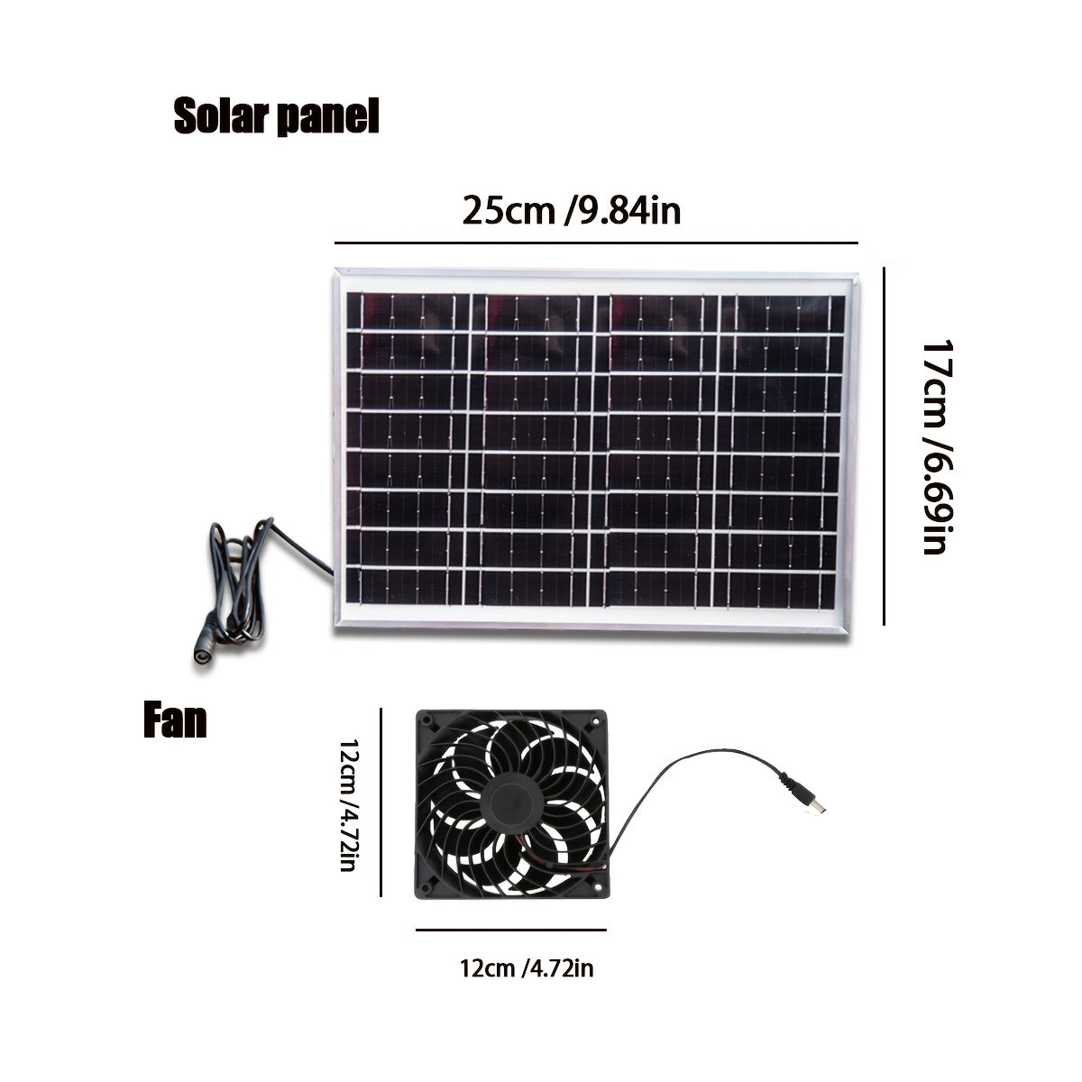Solar Powered Ventilation Fan, Equipped with Solar Panel and Vent Exhaust System, Battery-Free Operation, Ideal Ventilation Device, Perfect for Chicken Coop, Greenhouse, Shed and Pet House