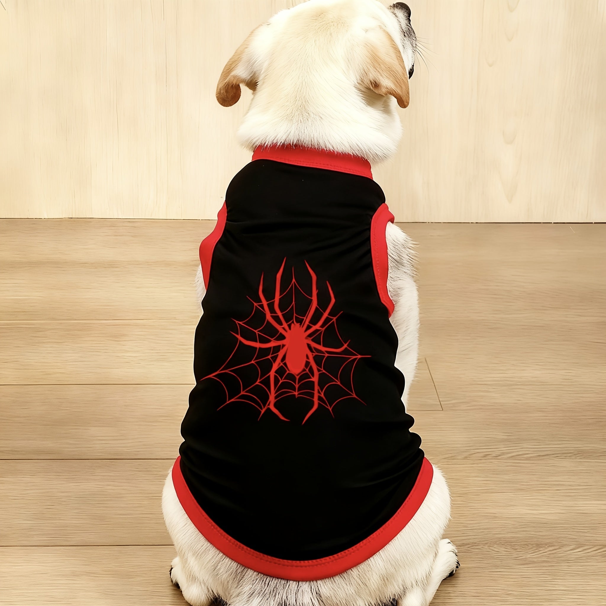 中小型犬四季通用宠物服装——柔软透气不束缚活动，蜘蛛和蝙蝠印花宠物背心，防跳蚤和减少脱毛，室内和室外使用的设计，保温和透气