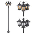 3-Head Solar Outdoor Lamp Post | 73 Inch Light Post, Dusk-to-Dawn Auto On/Off, Metal Material, Semi-Flush Mount Installation, Suitable for Garden Courtyard Home, Mardi Gras, Easter Decoration