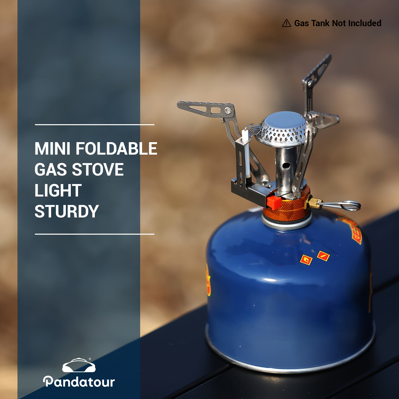 Pandatour Compact Stainless Steel Folding Stove - Portable Mini Gas Stove with Piezo Ignition, Ideal for Hiking, Camping, Picnic and Fishing | Lightweight, Durable & Easy-to-Use Outdoor Cooking Solution, Camping Stove