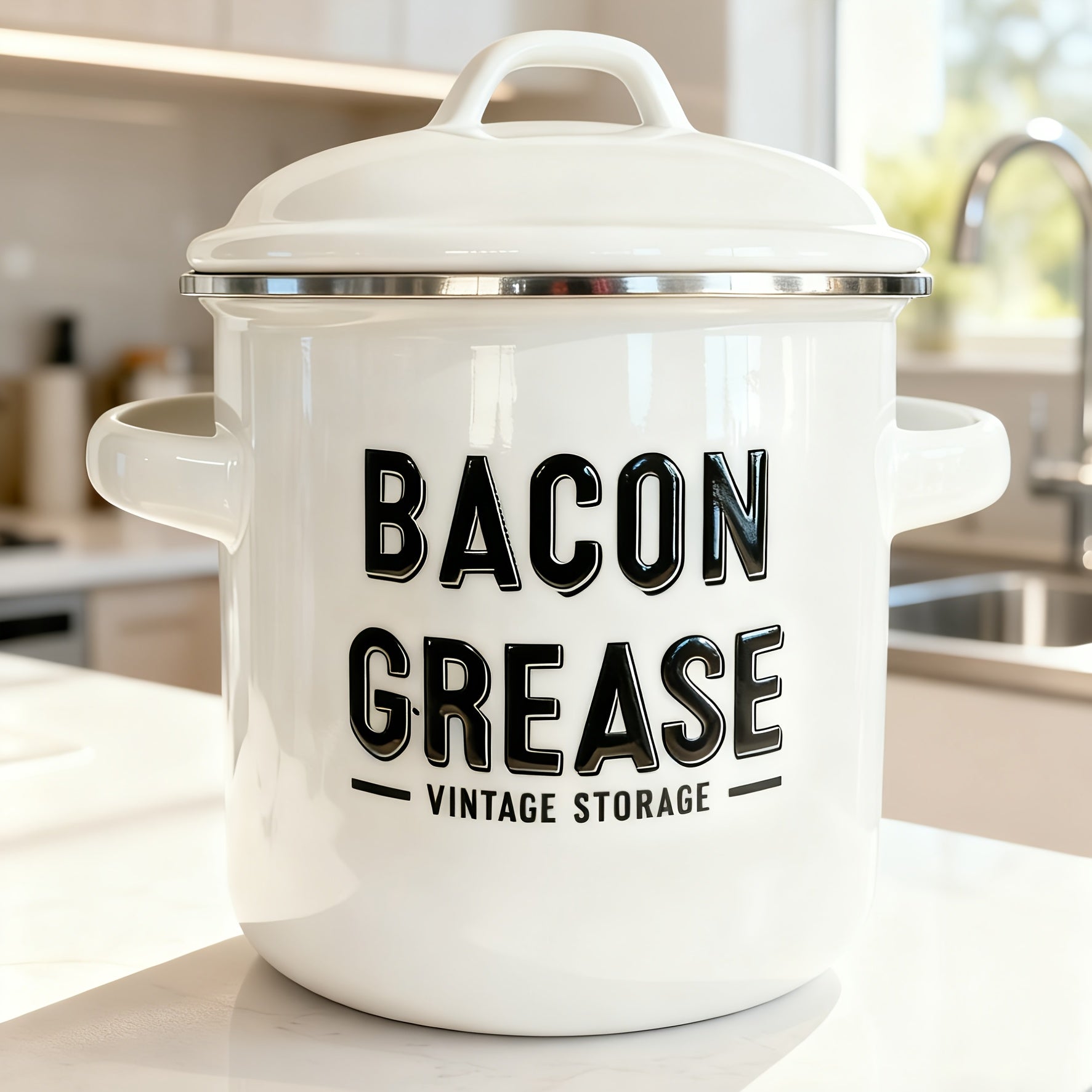 Grease Storage Can with Lid, Safe Pour Spout and Handle, Kitchen Cooking Oil Filter Storage Container, Household Frying Oil & Cooking Oil Filter Pot, Essential for Home Kitchen
