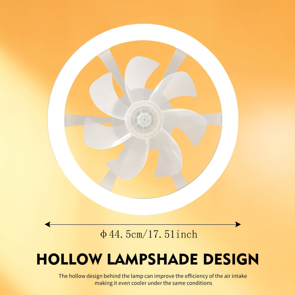 Bedroom Ceiling Fan Light with Remote Control, 17.72 Inch Diameter, Low Profile Flush Mount Upgrade Fan, 6 Speed Levels, Dimmable LED Light, Quiet DC Motor Operation