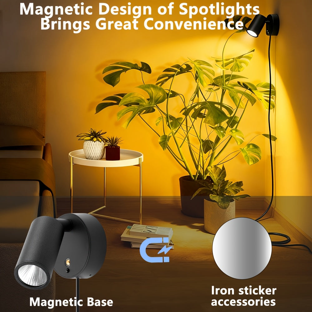 RGBW Indoor Spotlight, Multi-Color Changing Wall Light with Touch and Remote Control, Mini Spotlight, Dimmable LED Plant Spot Light, Art Decorative Light
