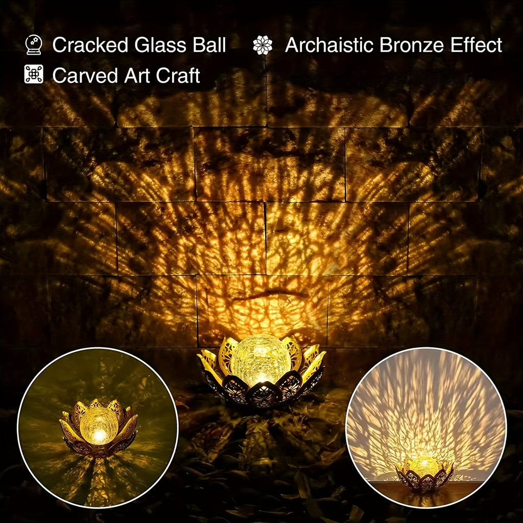 Solar Lotus Flower Light, Wrought Iron Design, Outdoor Statue Light, Landscape Decorative Light, for Villa, Garden, Lawn, Courtyard