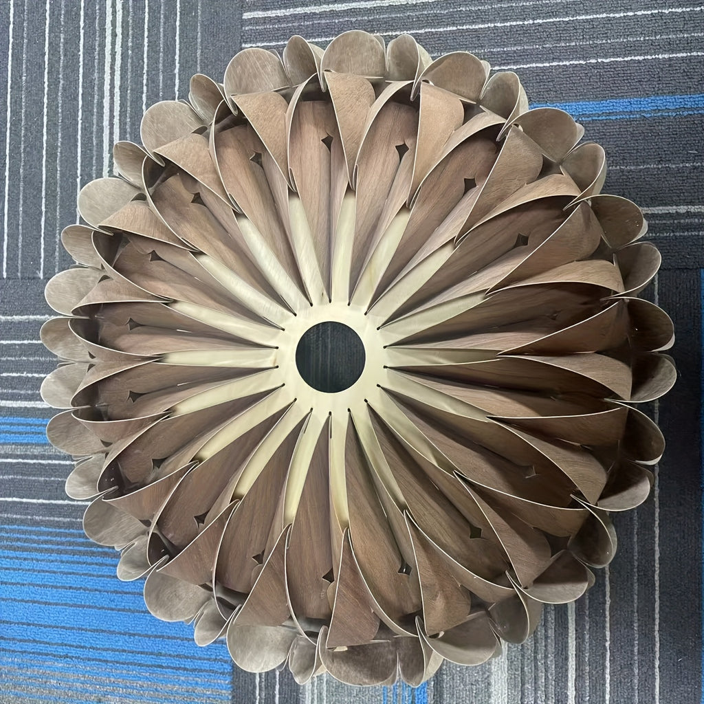 15.75 Inch Wooden Pendant Light, Suitable for Hotel, Bedroom, Dining Room - E27 Bulb Compatible Ceiling Light, Wood/Veneer Material, Elegant Design Fan Compatible Ceiling Mount (Lampshade Only)