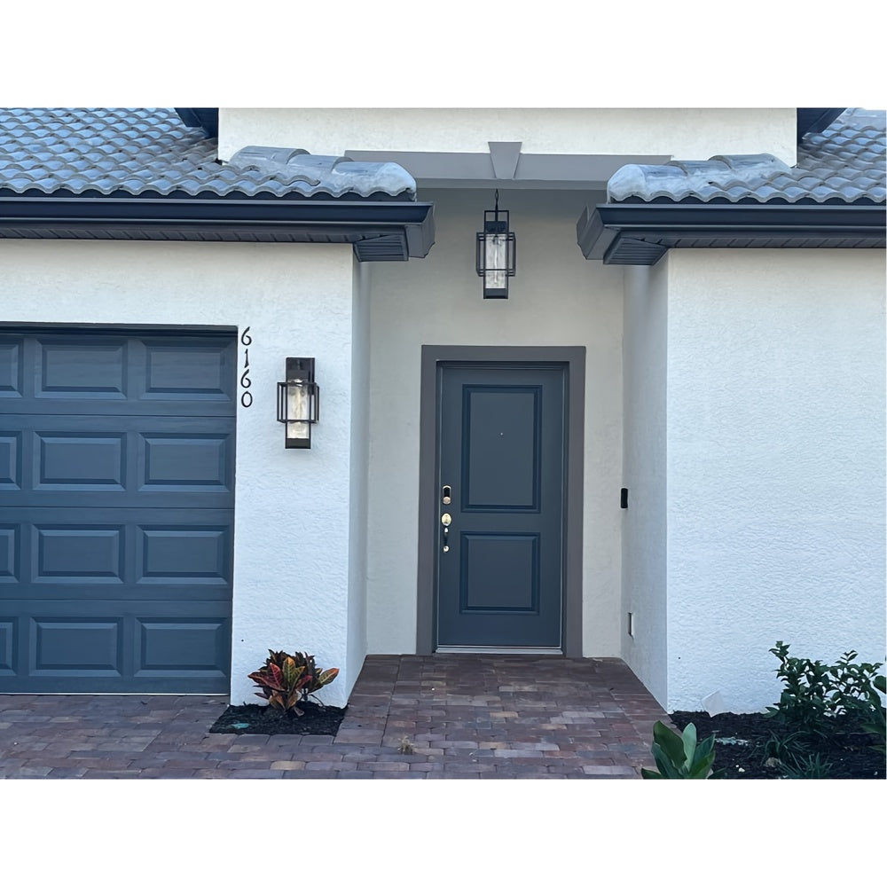 Modern Outdoor Light Fixture Dusk to Dawn Automatic Lighting 2-Piece Set, 15-Inch Waterproof Wall Mounted Porch Light, Garage Entrance Outdoor Light with Crystal Glass