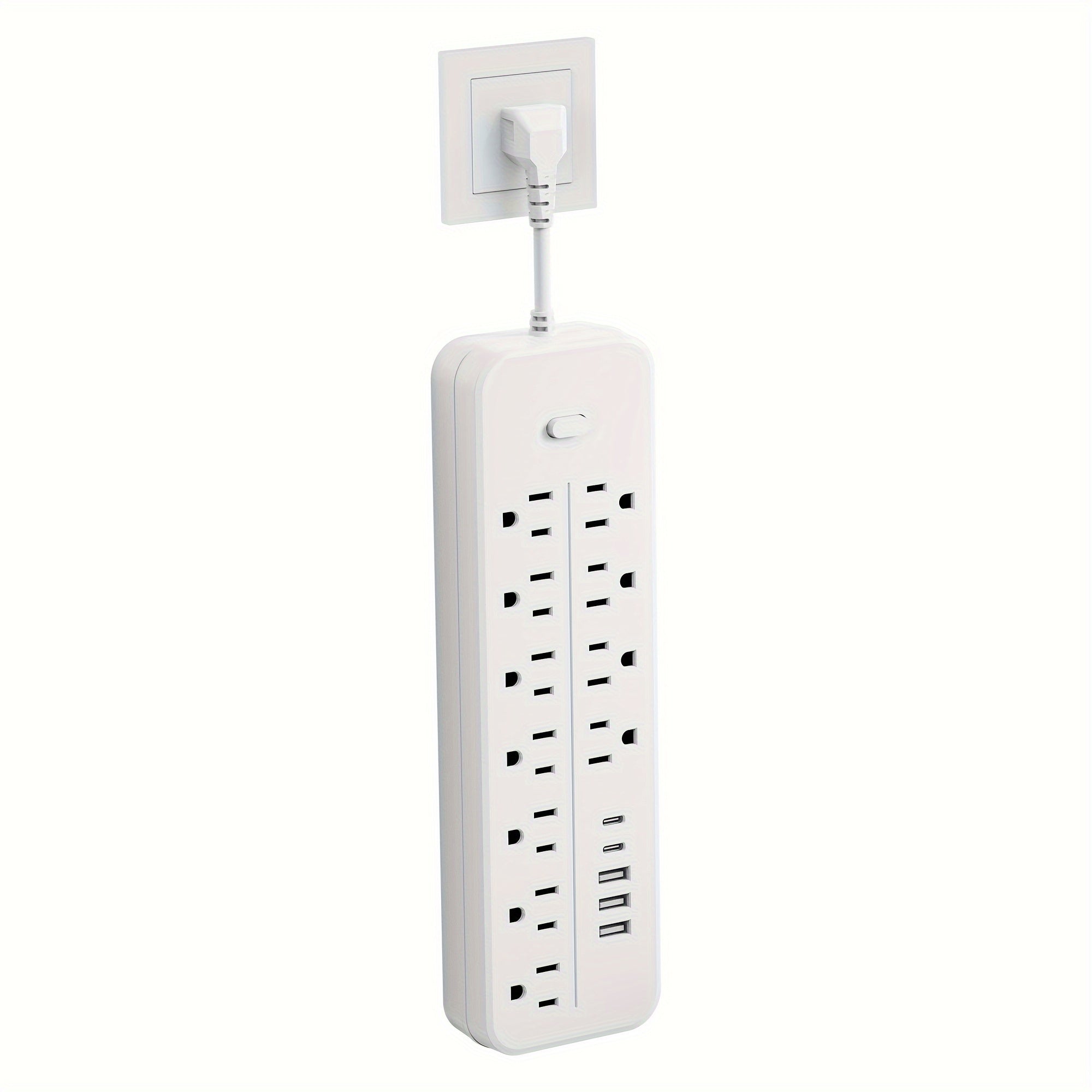 One 16-in-1 Power Adapter with 11 AC Outlets, 3 USB Ports, and 2 Type-C Ports. Compact Design, Wall Outlet Converter with Surge Protector, Portable and Convenient for Home, Kitchen, Dorm, and Office Use