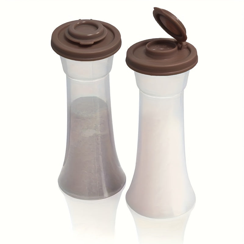 2 Extra-Large Salt & Pepper Shakers, Moisture-Proof Salt Collector – Perfect for Camping, Picnic, Outdoor Kitchen, Lunch Box, Travel – Clear Spice Jars with Red Lids – Plastic Airtight Spice Dispensers, BBQ Seasoning Shakers, Powder Dispensers