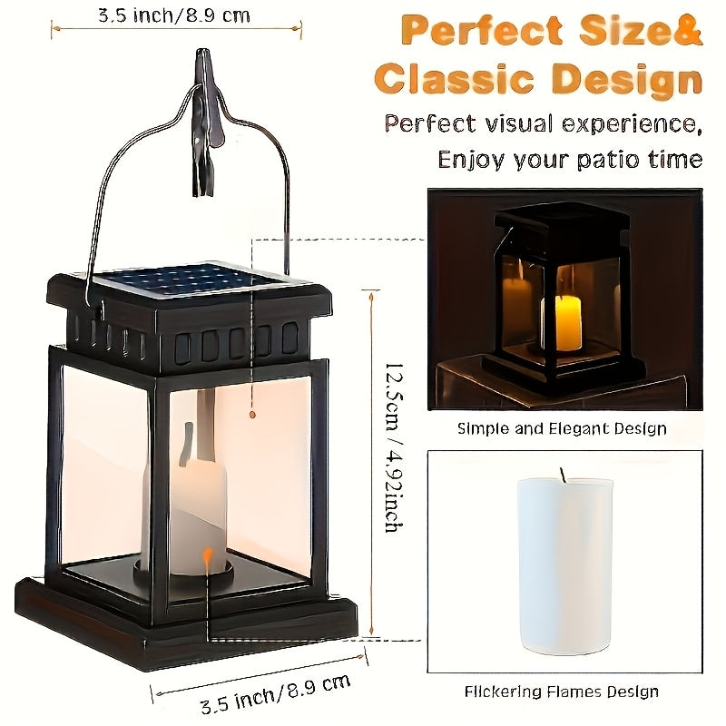 Solar Outdoor Table Lamp, LED Flickering Flameless Candle Effect, Garden Hanging Decorative Light, Perfect for Dining Table, Courtyard, Lawn and Outdoor Party Decoration