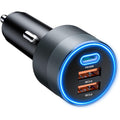 USB C Car Charger for iPhone 16, 66W Car Lighter Adapter USB Fast Car Charger PD 30W+Dual QC3.0[Metal Shell][Ambient Light] for iPhone 16 15 14 13 Pro Max Samsung Galaxy Note Google Pixel