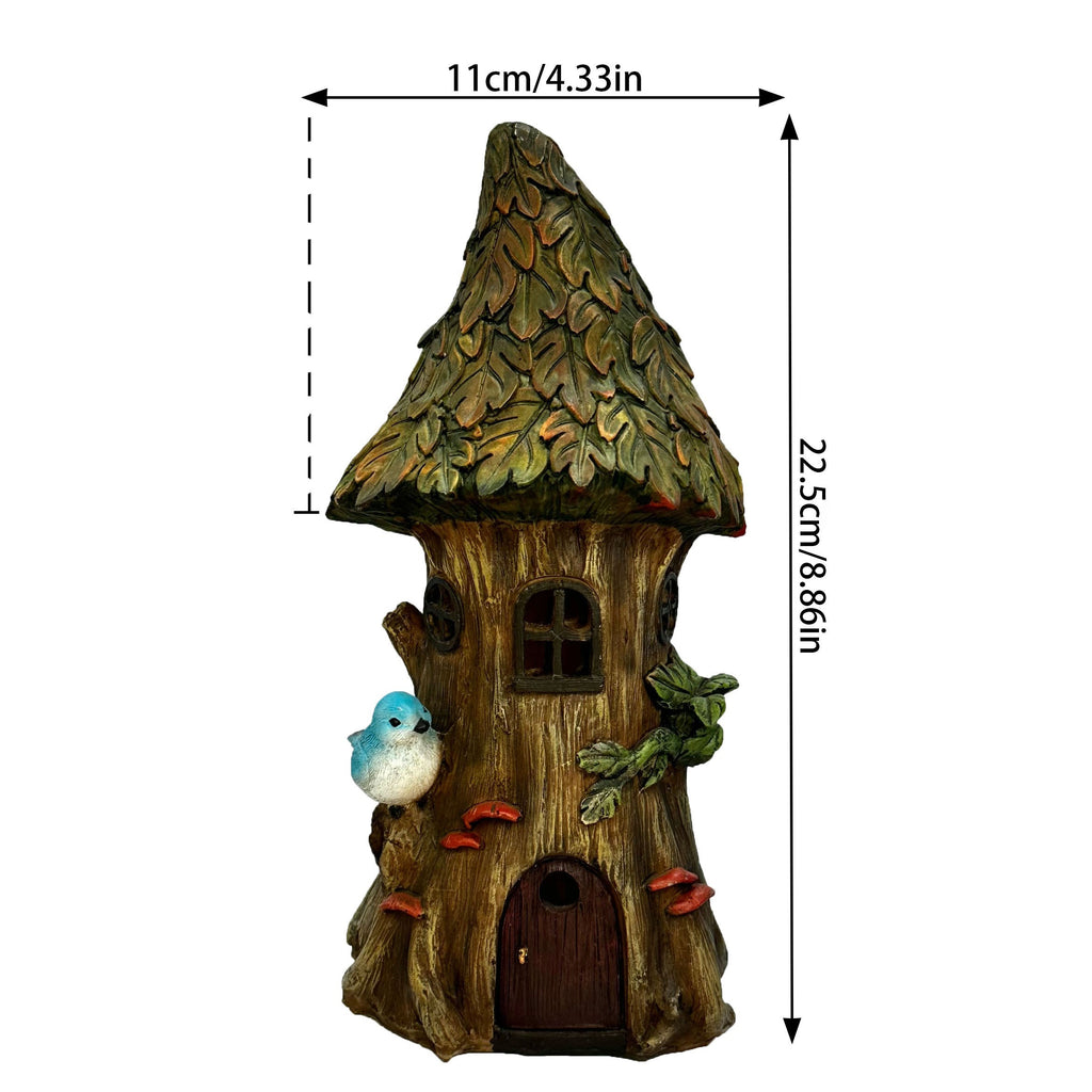 Resin Craft Solar Light, Bird Tree House Statue Ornament, Suitable for Garden, Courtyard, Lawn, Pond, Balcony, Windowsill, Tabletop, Holiday Decoration, Gift for Friends