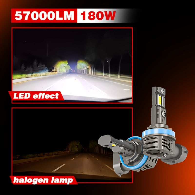 2Pcs H11 LED Bulbs Car Headlight Conversion Kit 6000K Cool Light High Power High Brightness High Beam Low Beam 1:1 Beam Design Copper Tube Heat Dissipation with Cooling Fan LED Car Light Car Programming Upgrade