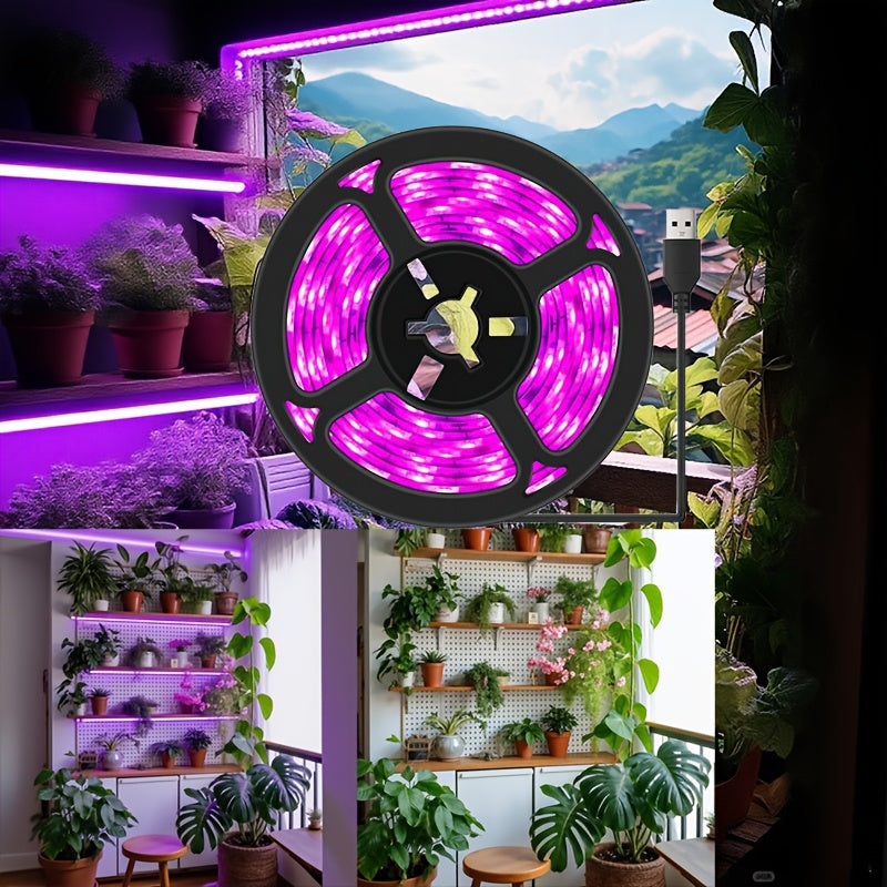 118.11 Inch LED Plant Light Strip, USB Smart Grow Light Strip, 5V 2835 Full Spectrum Grow Lamp, Supplemental Light for Vegetables, Flowers & Succulents, USB Powered, Easy to Use, Boost Plant Photosynthesis
