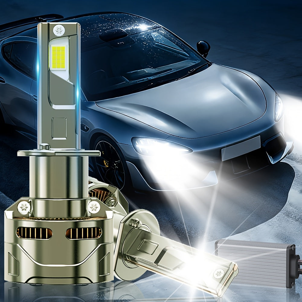 2PCS Super Bright LED Headlight Bulbs 51200LM, 300W High Power 7500K, for Motor Vehicles 9005/HB3, 9006/HB4, H11/H9/H8, H4/9003, H1, H7/H18, 9012/HIR2 Aluminum, Improves Night Driving Safety, External Driver