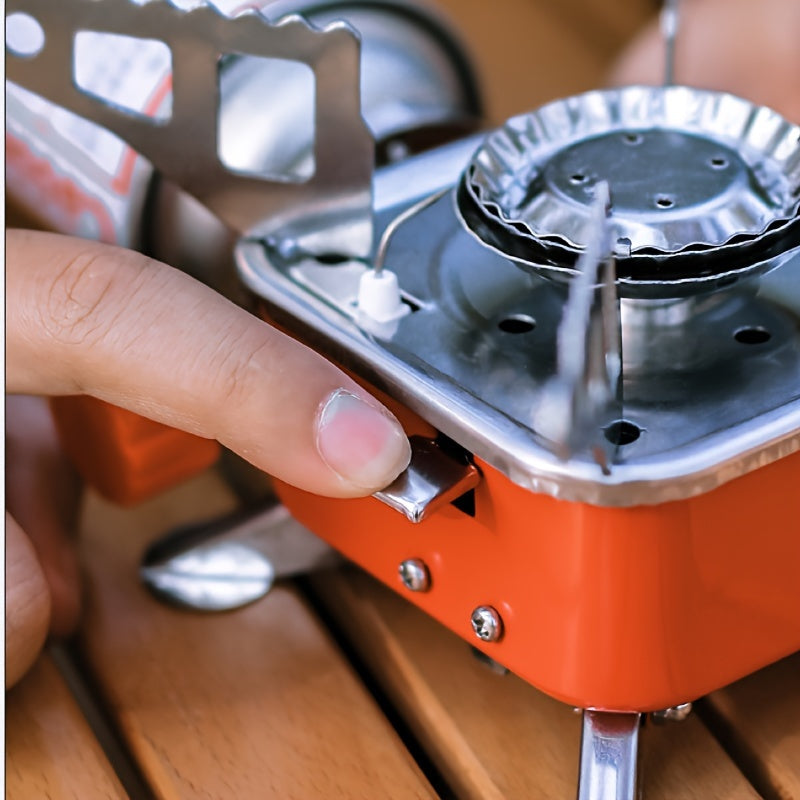 Camping Gas Stove, Portable Backpacking Stove with Piezo Ignition, Windproof Camping Stove with Piezo Ignition & Stable Support, Ideal for Outdoor Hiking and Picnic