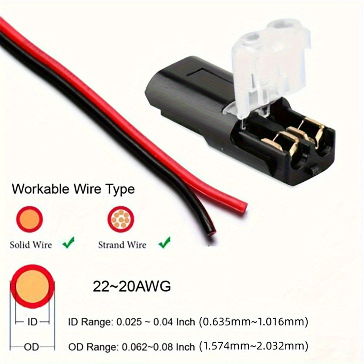 12pcs/60pcs Dual Wire Insertion Connector, 2-Pin 2-Port, PVC Insulation, Copper Contact Material, Quick Connect Terminal, No-Charge Power Mode, with Locking Clip, for LED Wire Connection in Cars and Home Use