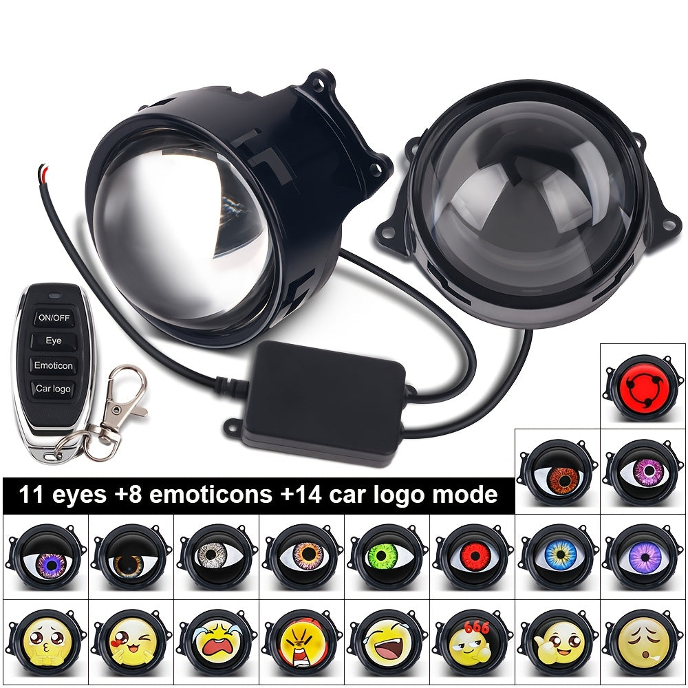 Opra 1 Piece Universal Car Dynamic Evil Eye LED Light 3 Inch 12-36 Volt Upgrade Modification Kit for 33 Vehicle Models Car Ambient Light