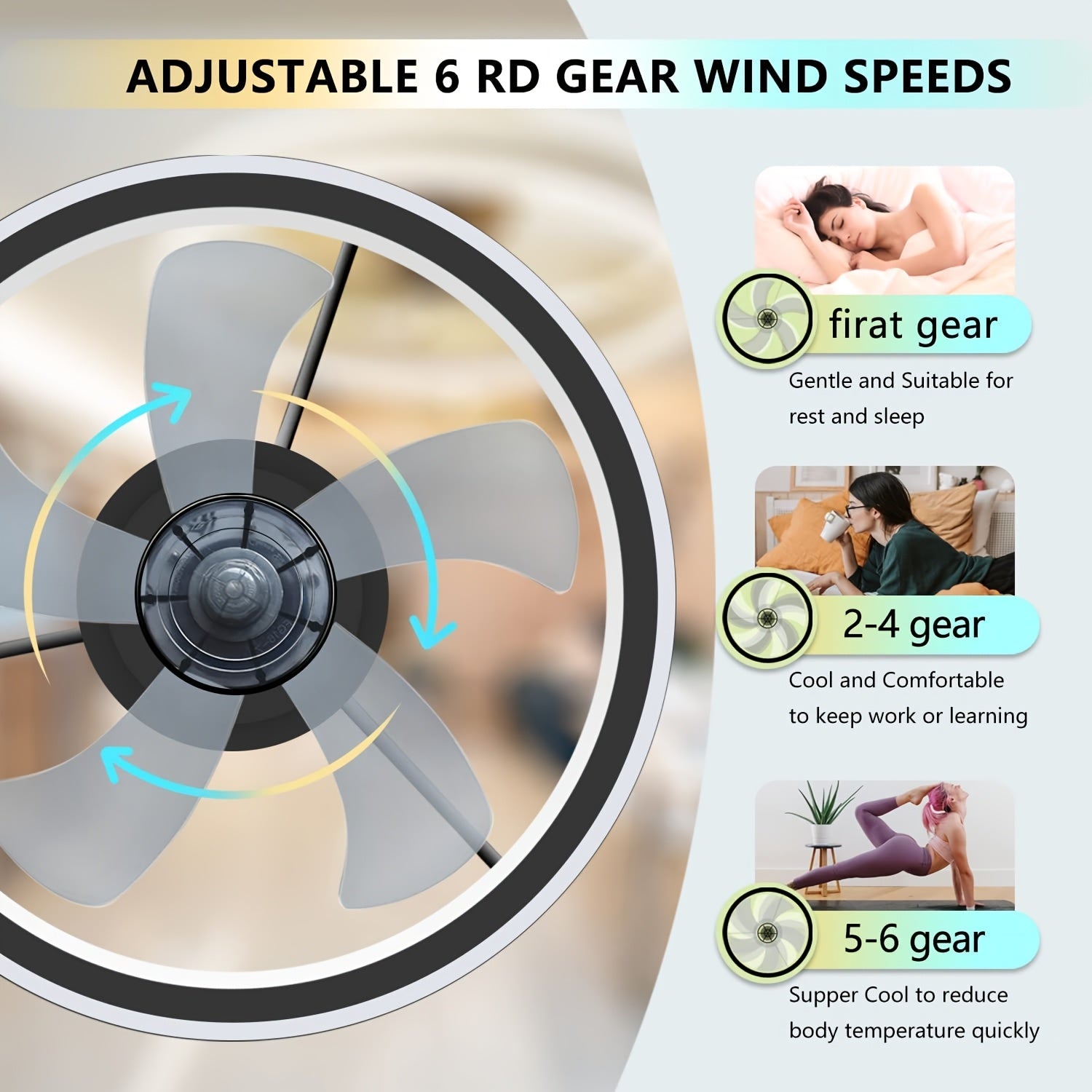 Ceiling Fan with Light, 6 Speed Levels & 3 Color Dimmable LED, Remote & APP Dual Control, Reversible Wind Direction, Ultra-Thin Flush Mount Ceiling Fan, Ideal for Home Decoration, Living Room, Bedroom