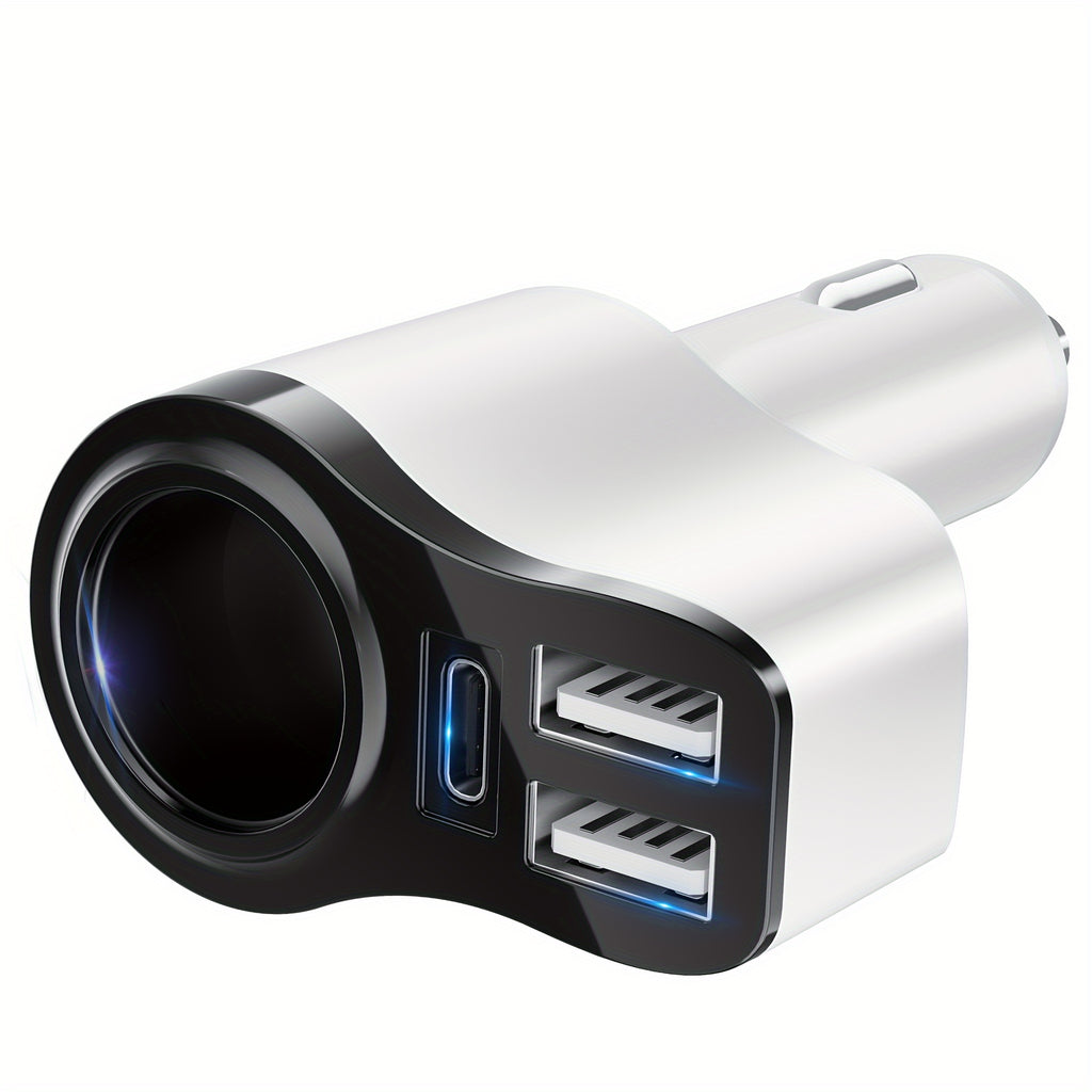 4-in-1 USB-C Car Charger, 47 Watts, Multi-Function Socket Splitter with 3 USB Ports, 12V/24V Dual USB Type-C PD Fast Car Adapter, GPS