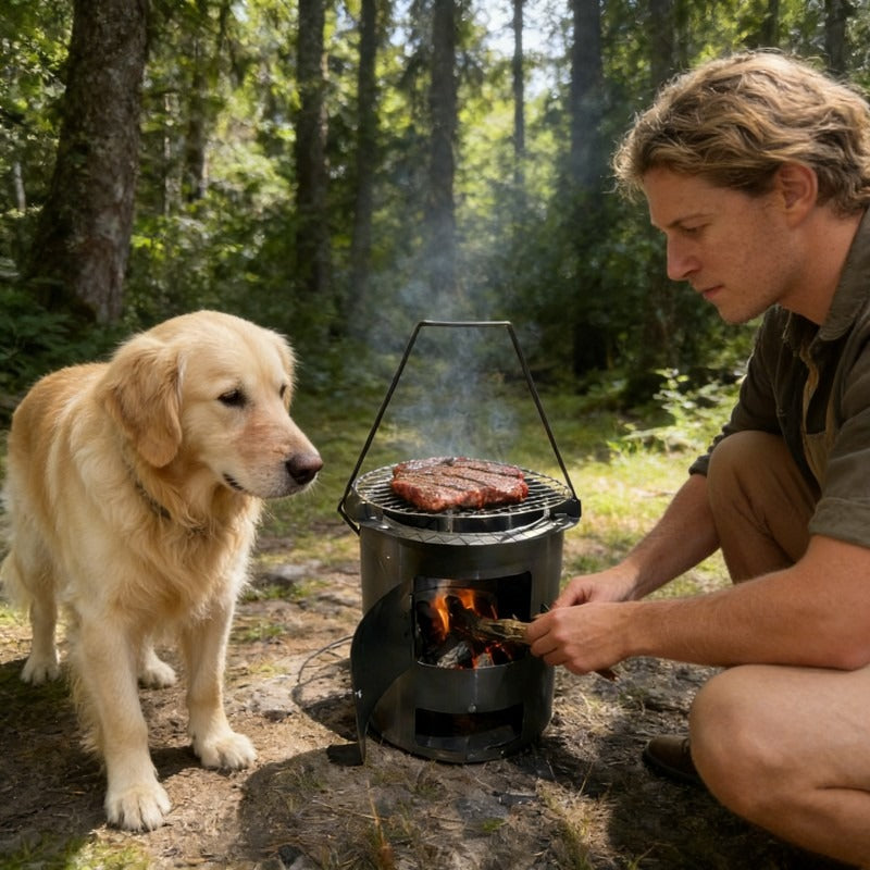 Low-Consumption Heavy-Duty Wood Stove, Low Fuel Consumption & Lower Operating Cost, Outdoor Picnic BBQ Enclosure Stove for Tea Boiling, Rural Home Heating, Cooking, Rice & Soup Cooking