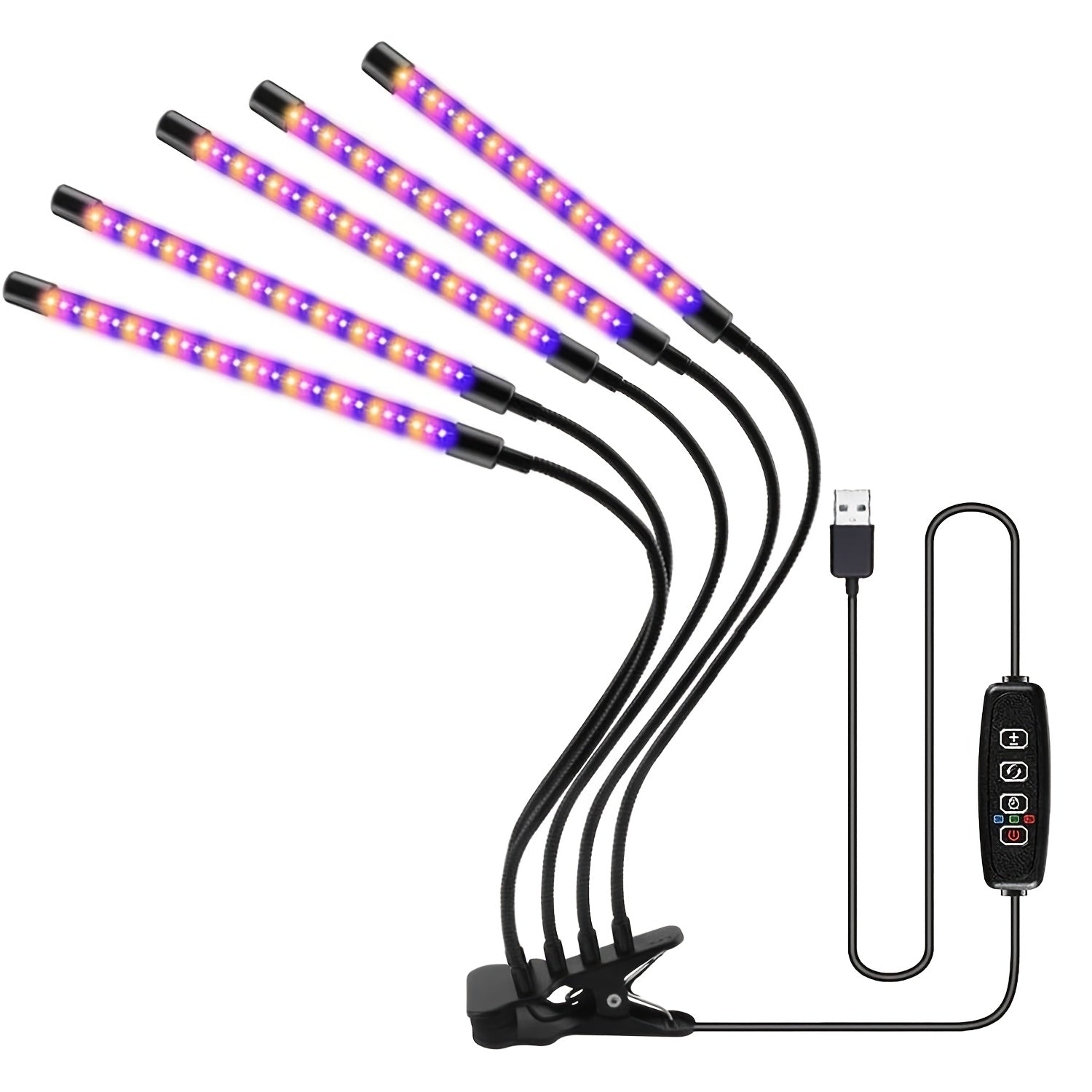 New 60W 1/5-Head Plant Grow Light, 3 Color Modes, 120 LED Beads, Specially Designed for Indoor Plant Cultivation, Foldable, USB Rechargeable, with Adjustable Brightness and Timing Function