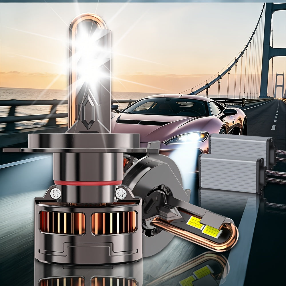 2PCS-LED Car Lights - 9012/9006/9005, H11/H7/H4/H1 - 55000LM, 300W High/Low Beam, 7500K Cool White Light, 12-24V Spotlight, No Battery Needed, Improves Night Driving Safety, External Driver Included