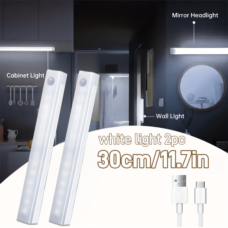 LED tube light with motion sensor - USB rechargeable, easy-to-install magnetic booster, white light illumination, suitable for cars, homes, wardrobes, bedrooms and travel, wardrobe light