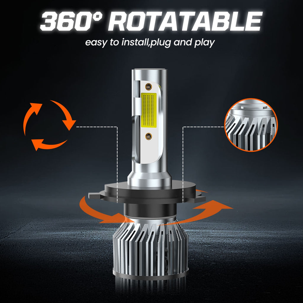 9003 H4 TXBILMOO 2-Pack LED Headlight Bulbs High/Low Beam Set Bright White 10000Lm, No Battery Included