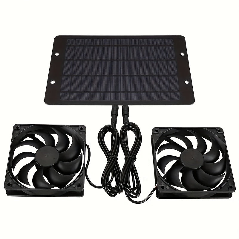 Solar Fan, Solar Powered Ventilation Exhaust Fan Air Circulation Outdoor Kit, Suitable for RV Travel, Camping, Pet House, Window, Chicken Coop, Greenhouse, Shed