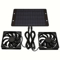 RCL Solar Fan, 2 Fans Solar Powered, Solar Ventilation Exhaust Fan Air Circulation Outdoor Kit, Ideal for RV Travel, Camping, Pet House, Window, Chicken Coop, Greenhouse and Shed