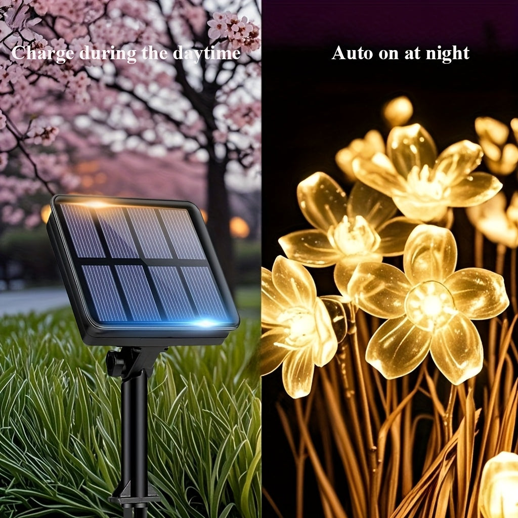 Solar Cherry Blossom String Light 100/50/20 LED Beads Flower Decorative Fairy Light Outdoor 8 Modes IPX4 Waterproof Fence Lawn Garden Trees Wedding Halloween Christmas Decorative Light