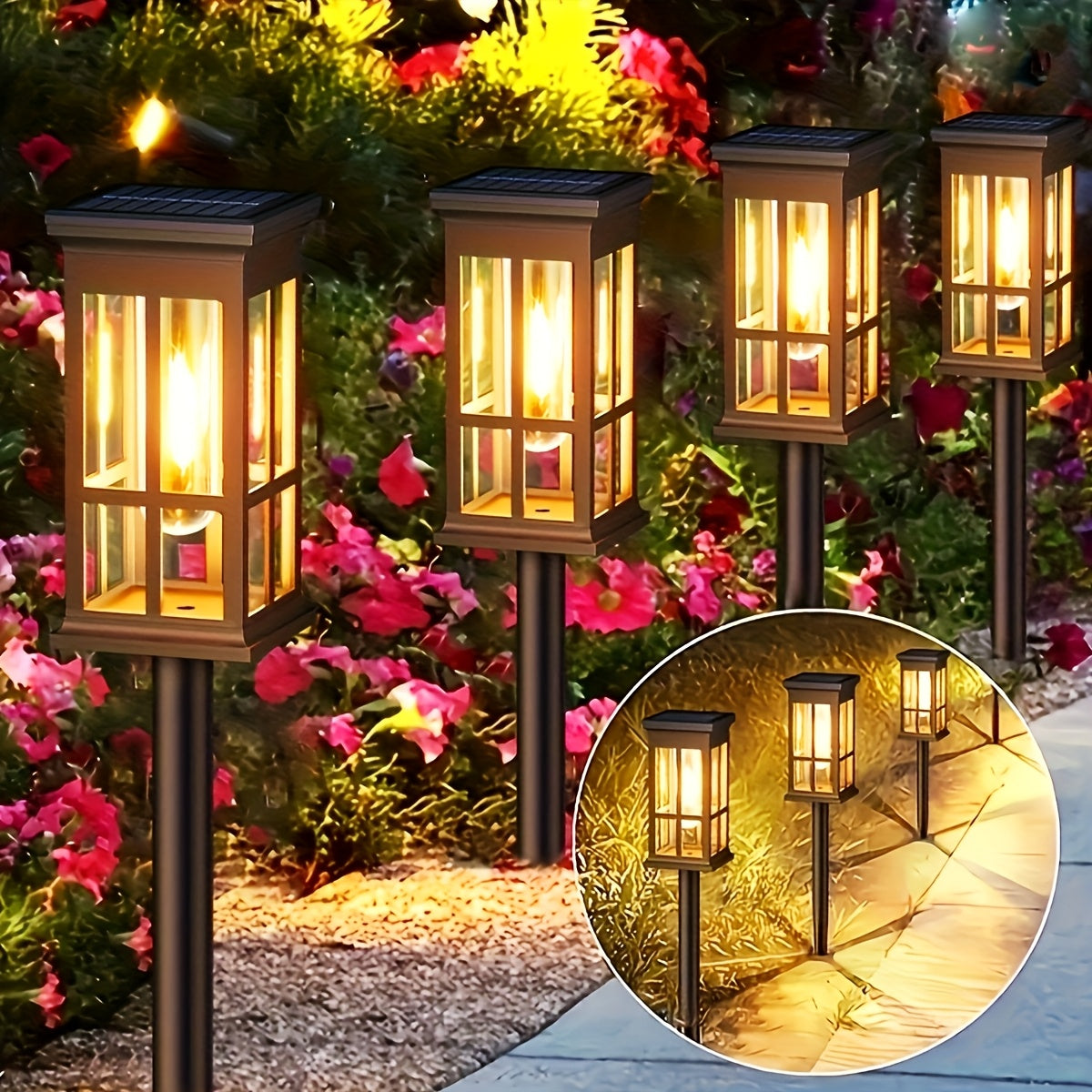 8-Piece Outdoor Bright Solar Path Light, Upgraded Outdoor Solar Light, Brightness Lasts Up to 12 Hours, Automatic On/Off Garden Light, Suitable for Landscape Courtyard, Patio Lawn, Path, Sidewalk, Driveway and Outdoor Decoration