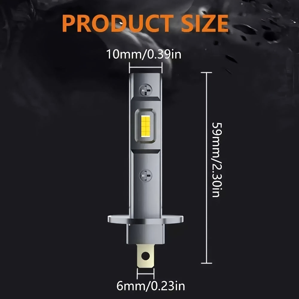 2Pcs H1/H3 + 2Pcs T10 LED Headlight Bulb Upgrade Kit, 20000 Lumens 6500K Color Temperature 500W High/Low Beam, CSP Chip, Fanless Mini Turbo Cooling, Universal with Canbus Decoder, Easy Installation