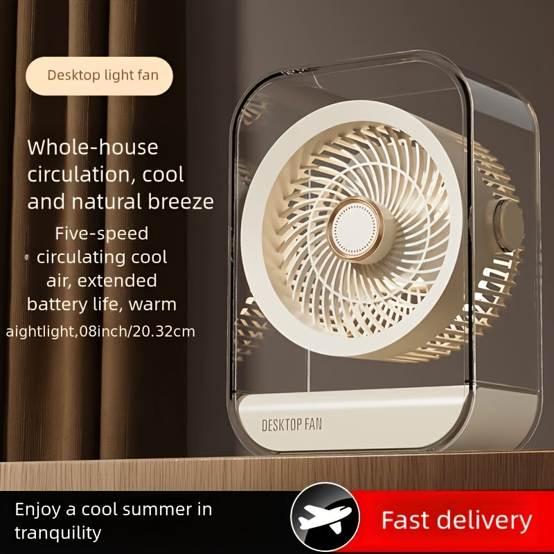 Desktop & Hanging Dual-Use Air Cooler Fan, Rechargeable Household Electric Fan, Portable Desk Fan for Camping, Office, Home and Living Room
