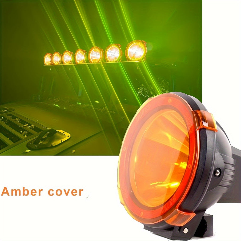 7 Inch HID Offroad Light 12-24V 55W Vehicle Work Light Clear & Amber Cover 4x4 Offroad Rally Round Light for SUV ATV Boat Lighting