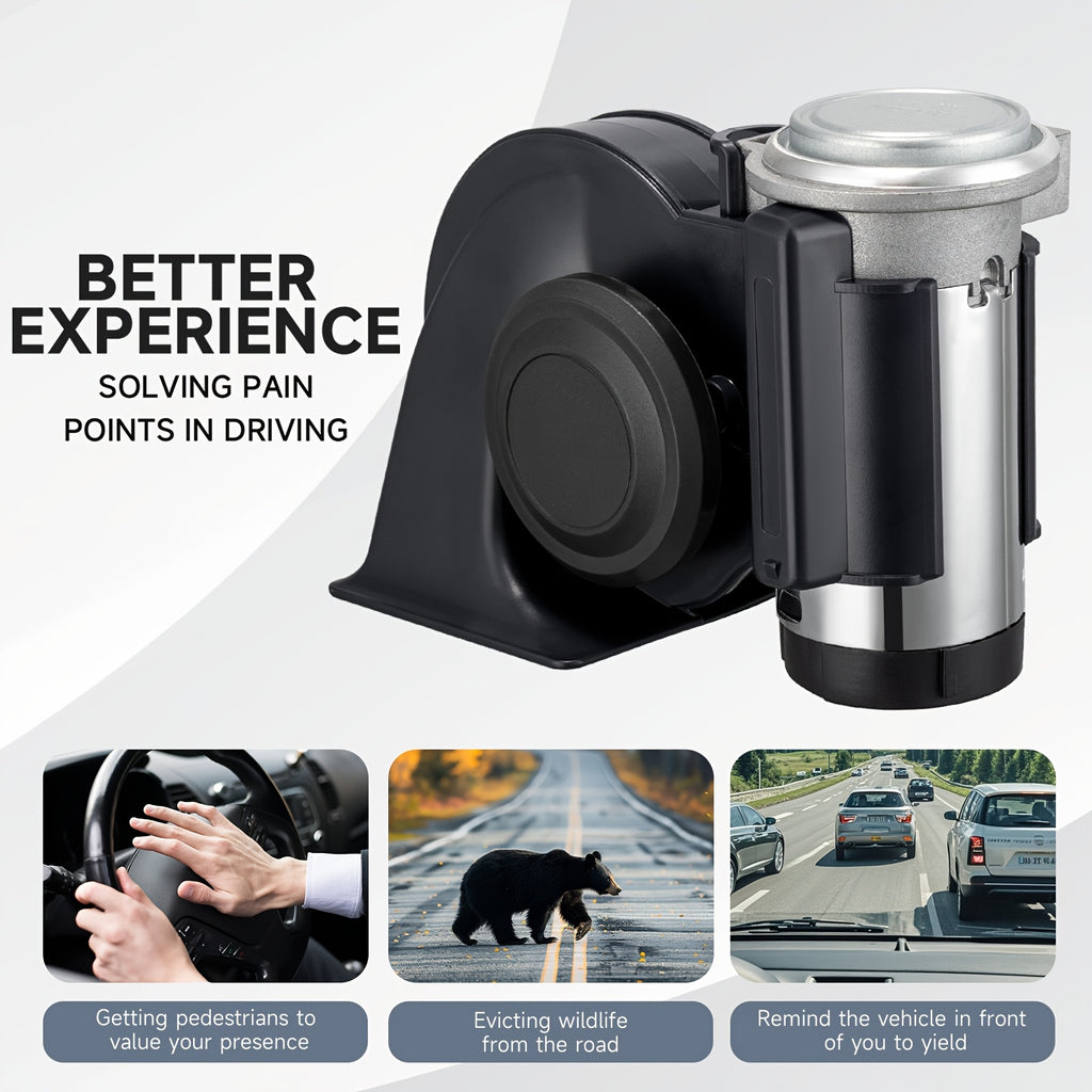 ALLREY 12V Loud Truck Horn Electric Snail Air Horn Kit with Relay Wiring Harness, Suitable for Vehicles, Motorcycles, Boats