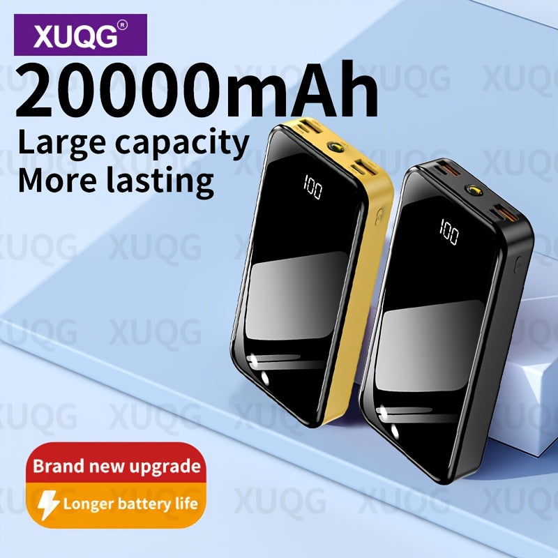 20000mAh Power Bank with LED Power Display, Built-in LED Light, Dual Input/Output, Compact and Portable Mobile Charger