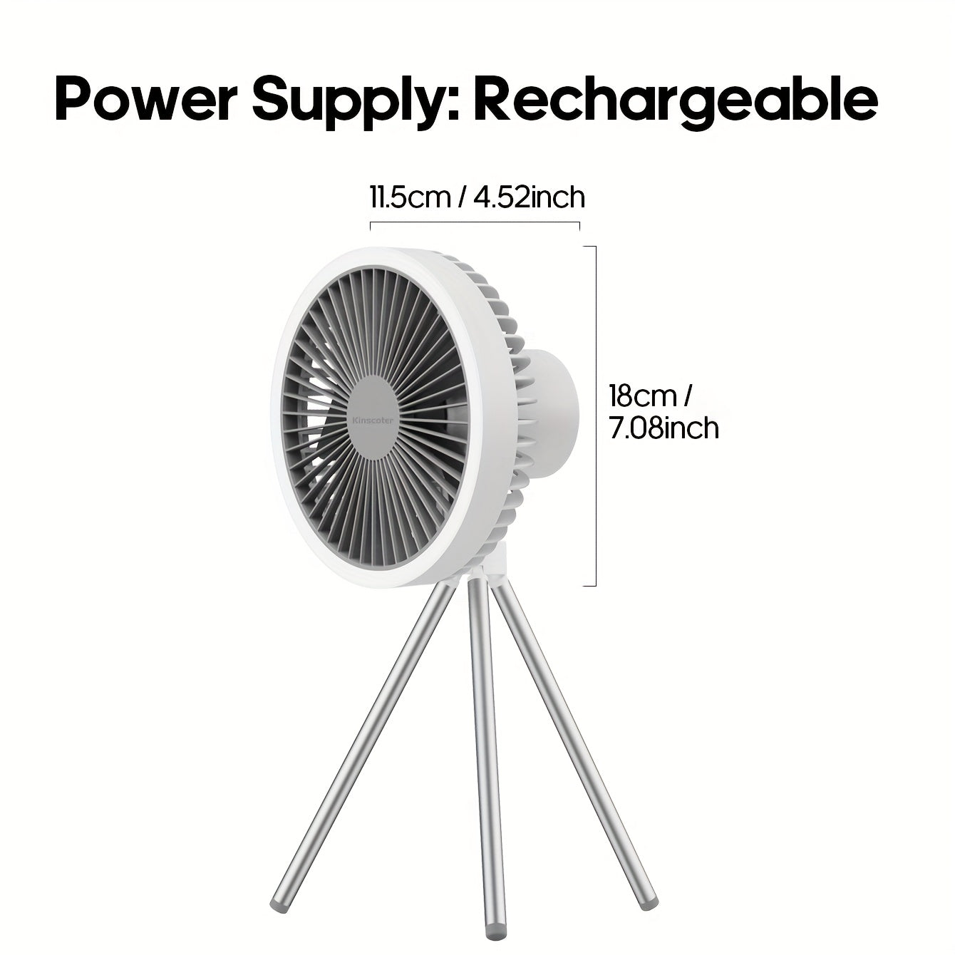 Outdoor Essential 10000mAh USB Rechargeable Camping Fan, Timing Portable LED Ceiling Camping Light Fan with Metal Tripod, Can Be Used as Power Bank, Suitable for Outdoor Camping Home Office, Equipped with Portable Storage Bag