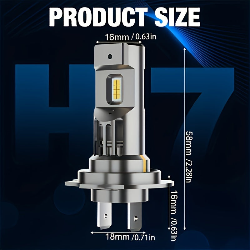 AILEO 2-Pack Premium H7 LED Headlight Bulbs 30000LM 1:1 Compact Turbo Style 6500K White Daytime Running Light, No Battery Included