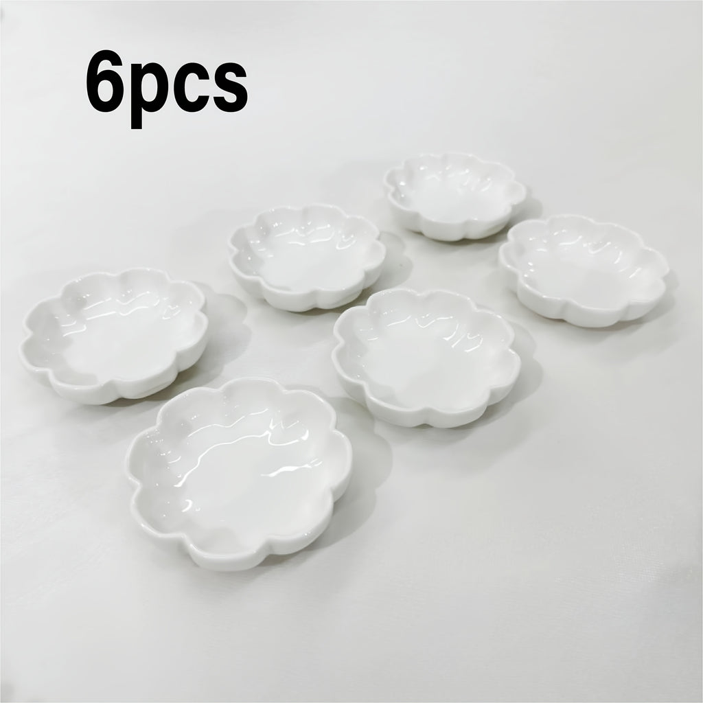 Pure White Lace Ceramic Dinnerware Set, Flower-Shaped, Home Sauce Dish, Dip Tray, Sushi Plate, Snack Plate, Practical Tableware, Microwave Safe