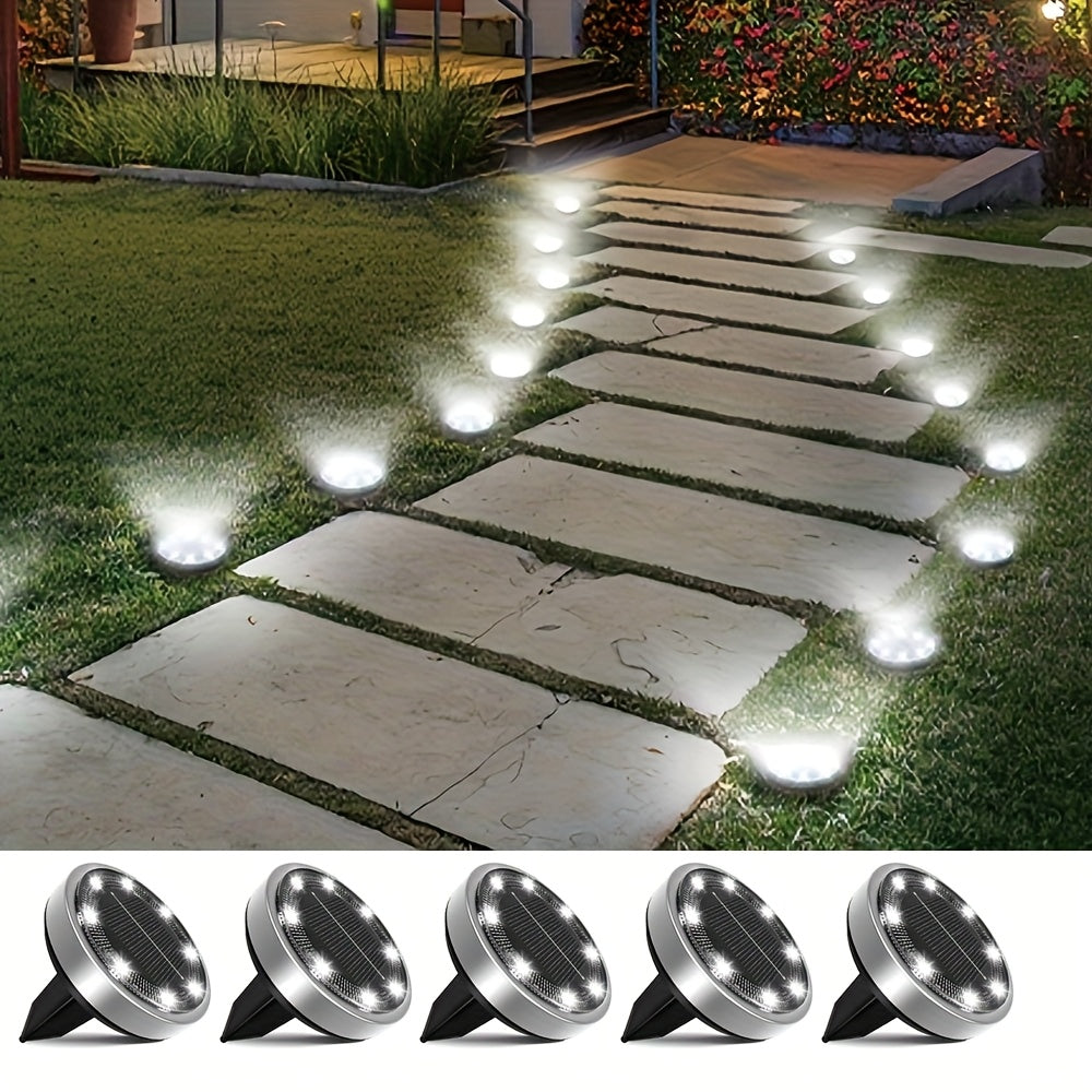 4/5/6/10/12/20pcs 8LED Super Bright Solar In-Ground Light (Regular/Mini Style) Outdoor IP44 Solar Powered Ground Light, Perfect for Garden, Backyard, Stairs, Pool, Walkway, Driveway, Pavement, Flower Bed, Auto On/Off, Easy Installation