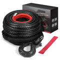 Synthetic Winch Line, 3/8 Inch x 92 Feet 25,500 Lbs Synthetic Winch Rope for 4WD Vehicles SUV Jeep, with Forged Winch Hook