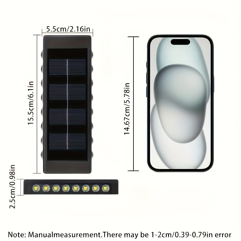 Set of 4 Solar Outdoor Garden Lights! Equipped with 12/16 LED Lights, Two-Way Wall Illumination, IP44 Rating, Easy Installation! Made of Durable Plastic, Perfect for Illuminating Outdoor Paths in Your Garden, Pathway Light, Solar Design