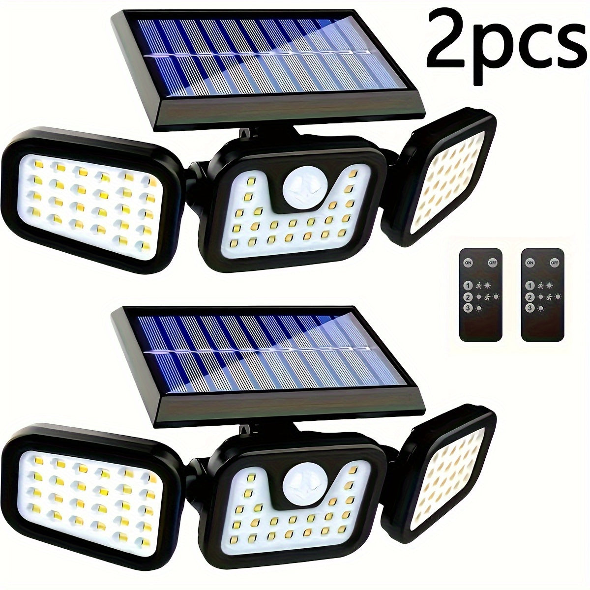 (1/2 Pack) Solar Outdoor 3-Head Motion Sensor Wall Light, Solar Fence Light, [74 LEDs / 3 Modes] 270° Wide Angle Illumination, IP65 Waterproof Outdoor Light, Perfect for Garden, Courtyard, Street, Garage, Patio and Porch Lighting.