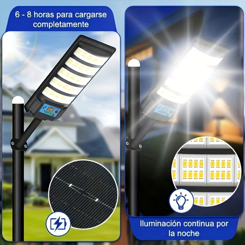Outdoor Solar Street Light, Ultra-Bright LED Floodlight, Equipped with Motion Sensor and Remote Control, Designed for Security Lighting in Gardens, Courtyards, Pathways and Parking Lots, Energy Saving.