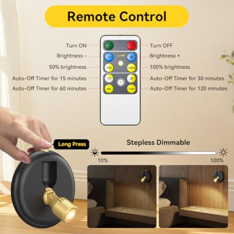 Rechargeable battery LED indoor spotlight: wireless mini ambiance spotlight with timer remote control - small dimmable spotlight, suitable for plant display, drawing board, artwork, portrait, wardrobe