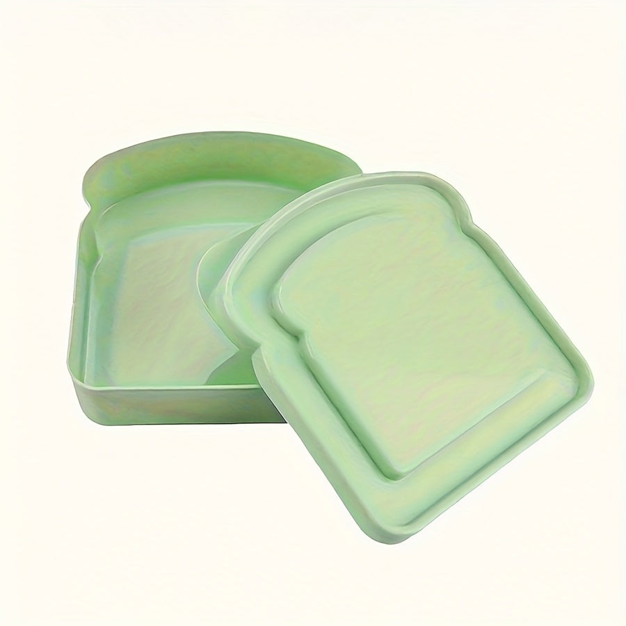 Sandwich Box, Lunch Box – Plastic Toast-Shaped Food Storage Container with Lid – Microwave & Dishwasher Safe – Perfect for Home or Adults (Colorful)