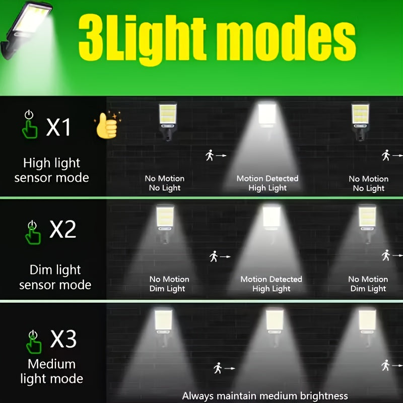 8/4 Pack Solar Street Light with PIR Motion Sensor, IP65 Protection Rating, 108 COB LED Security Wall Light with Remote Control, 3 Modes, Solar Searchlight Perfect for Garden, Courtyard, Porch, Garage Lighting