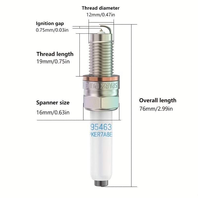 4 Iridium Spark Plugs, Fits 95463, PKER7A8EGS, 93231 and More, Compatible with VW Golf 7, VW Jetta, Dajiang, Gaohong, Lavida, Lando, Magotan, Passat, Sagitar, Tiguan L, Tanyue, Bora, etc. EA211 Engine Models. Ignition System