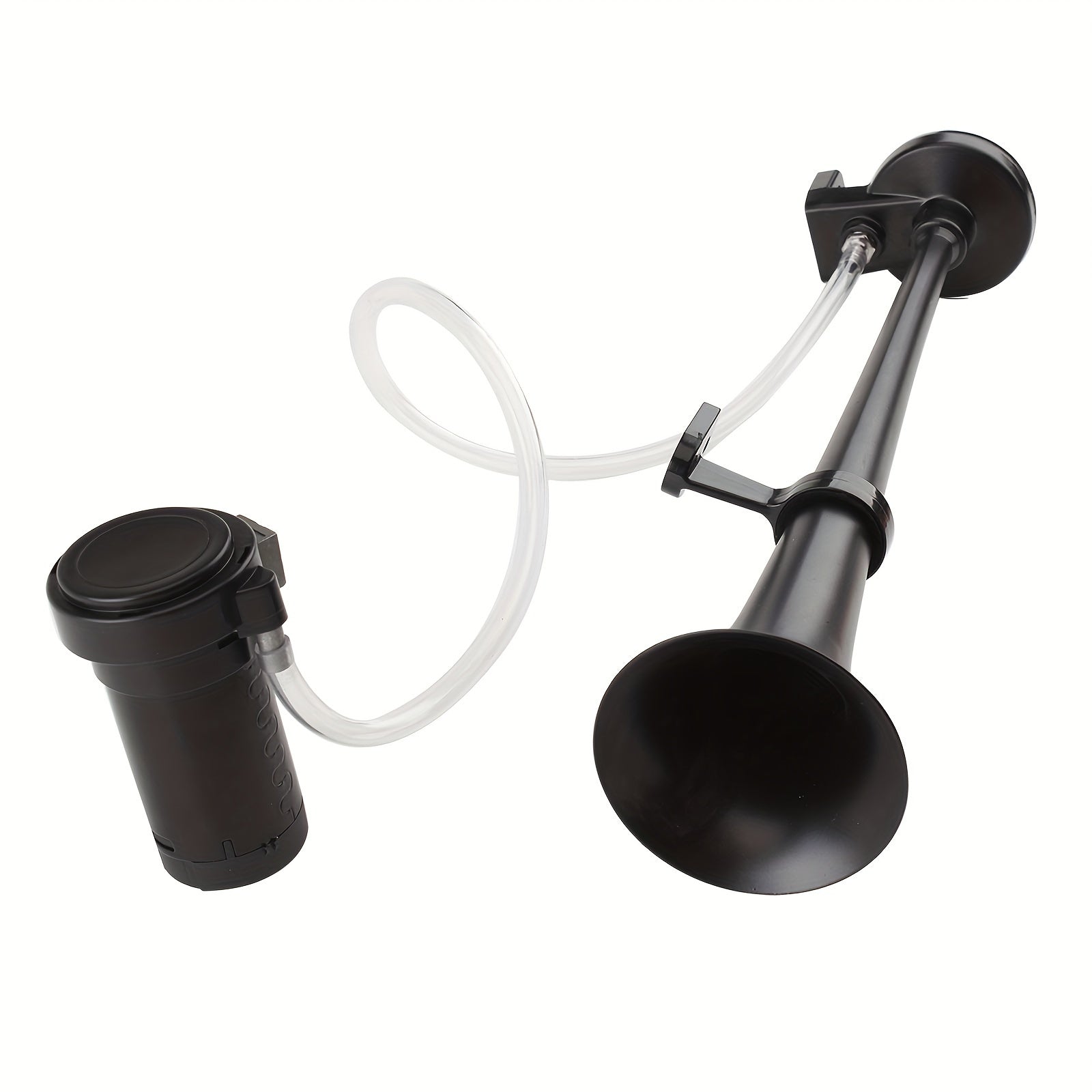 ALLREY 12V Air Horn Kit, Super Loud 18 Inch Single Horn Truck Horn, Train Horn with Compressor, Fits Any 12V Vehicle, Silver Black Button